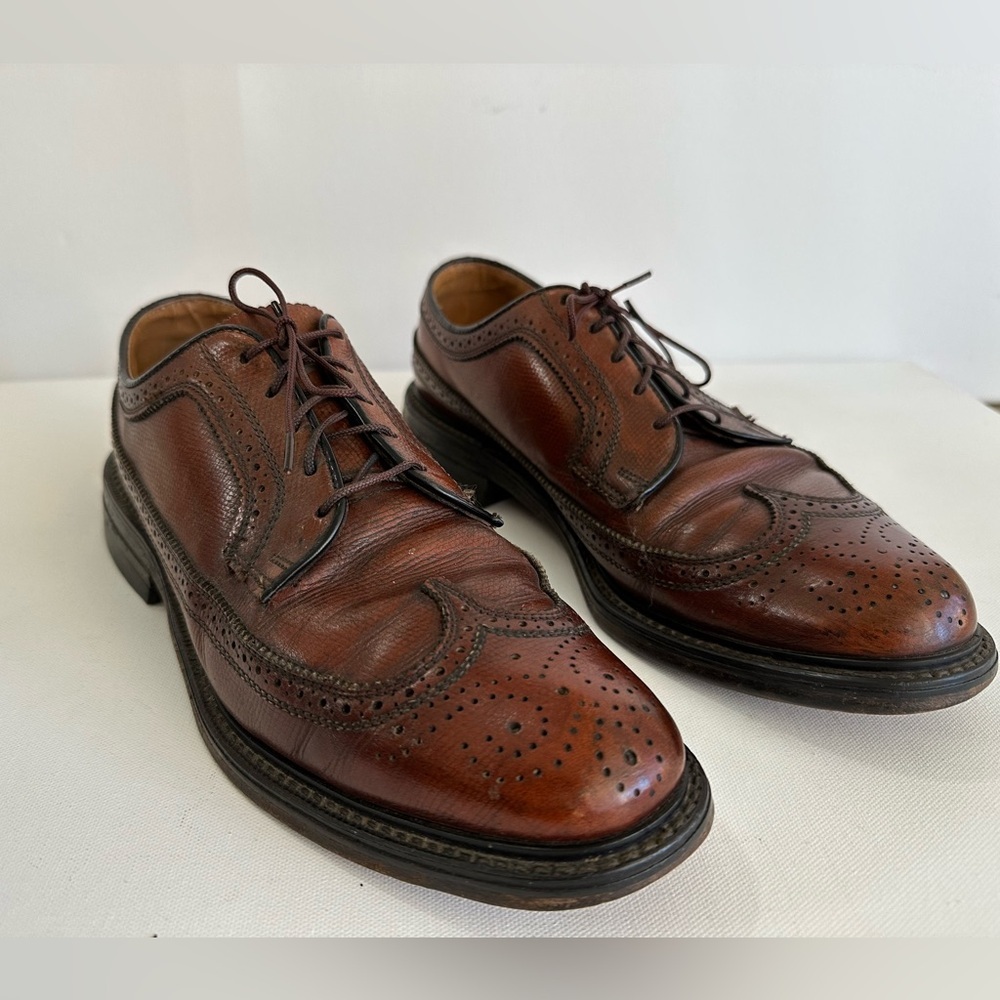 VTG JC Penny’s O’Sullivans Men’s Brogue Dress Shoes Wingtip Size 9 Tan Leather